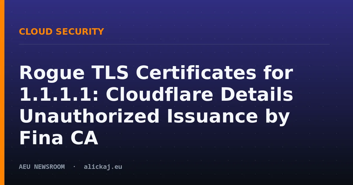 Rogue TLS Certificates for 1.1.1.1: Cloudflare Details Unauthorized Issuance by Fina CA