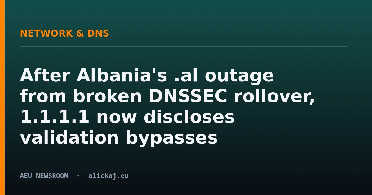 After Albania's .al outage from broken DNSSEC rollover, 1.1.1.1 now discloses validation bypasses