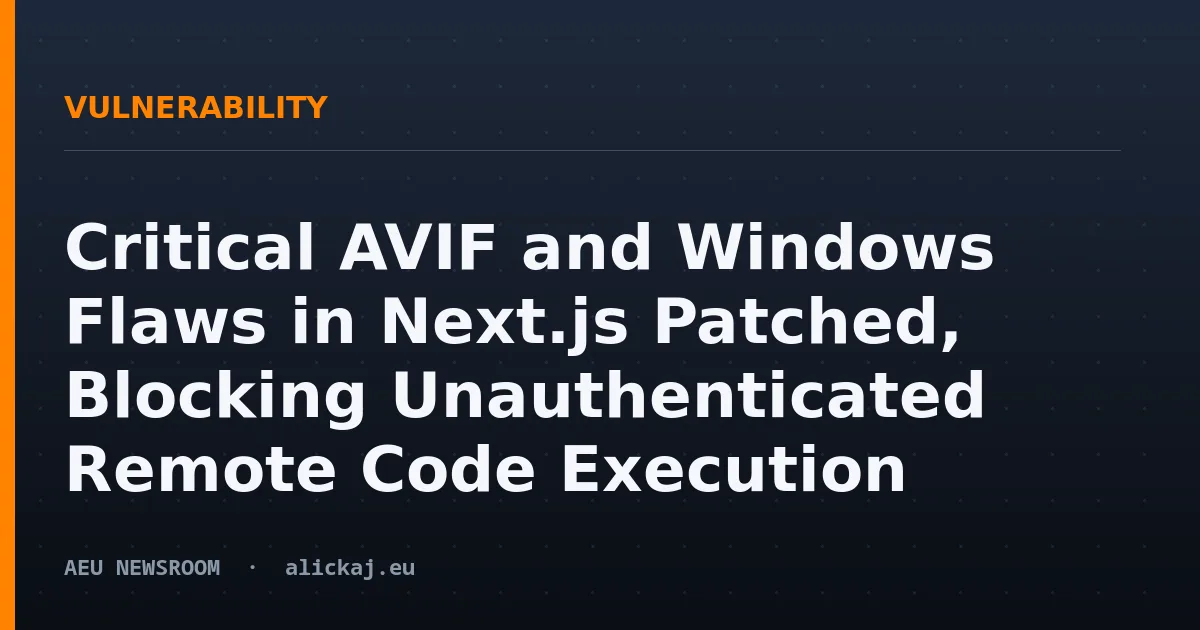 Critical AVIF and Windows Flaws in Next.js Patched, Blocking Unauthenticated Remote Code Execution