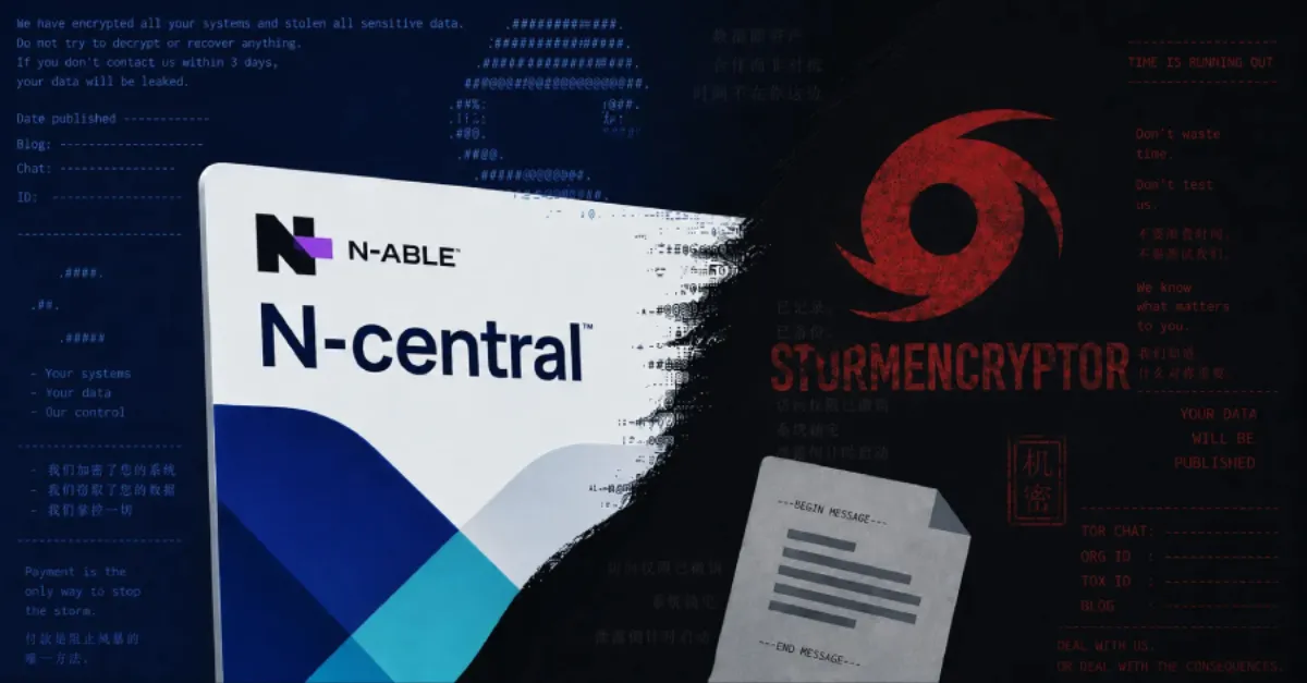 New StormEncryptor Ransomware Linked to Chinese Hackers Exploits N-central Vulnerability