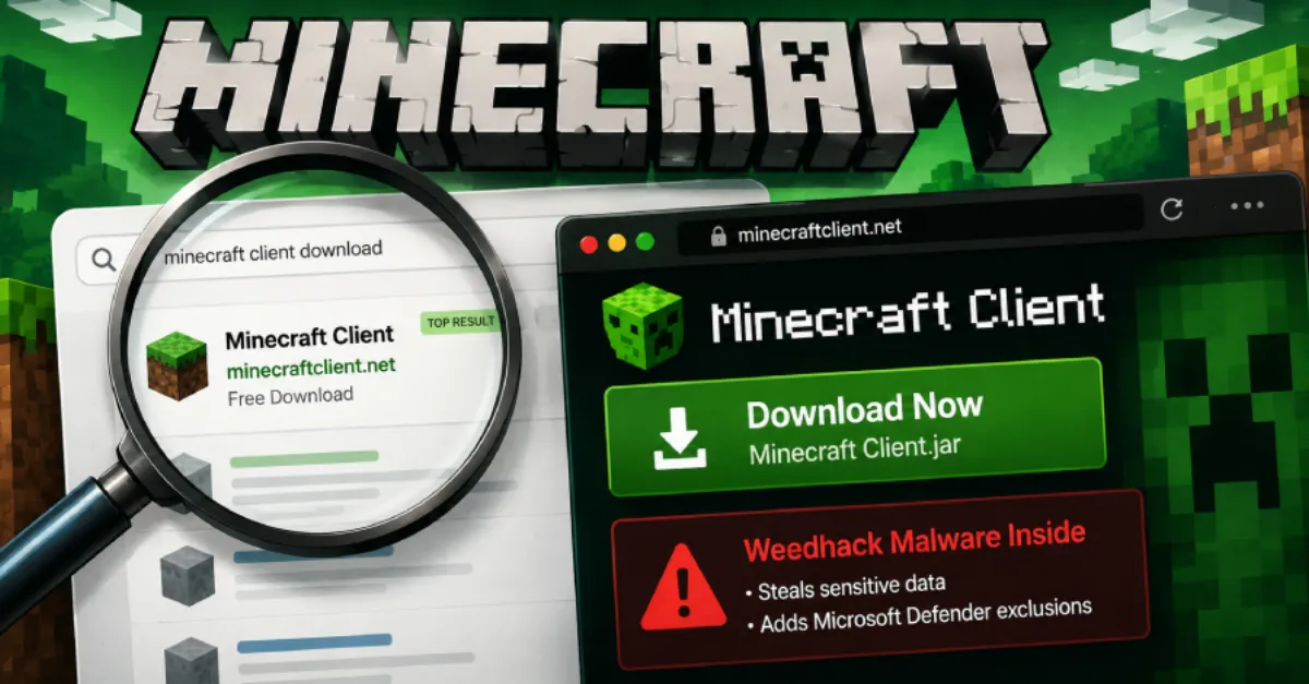 Attackers Use Fake Minecraft Clients and SEO Poisoning to Deliver Weedhack Malware