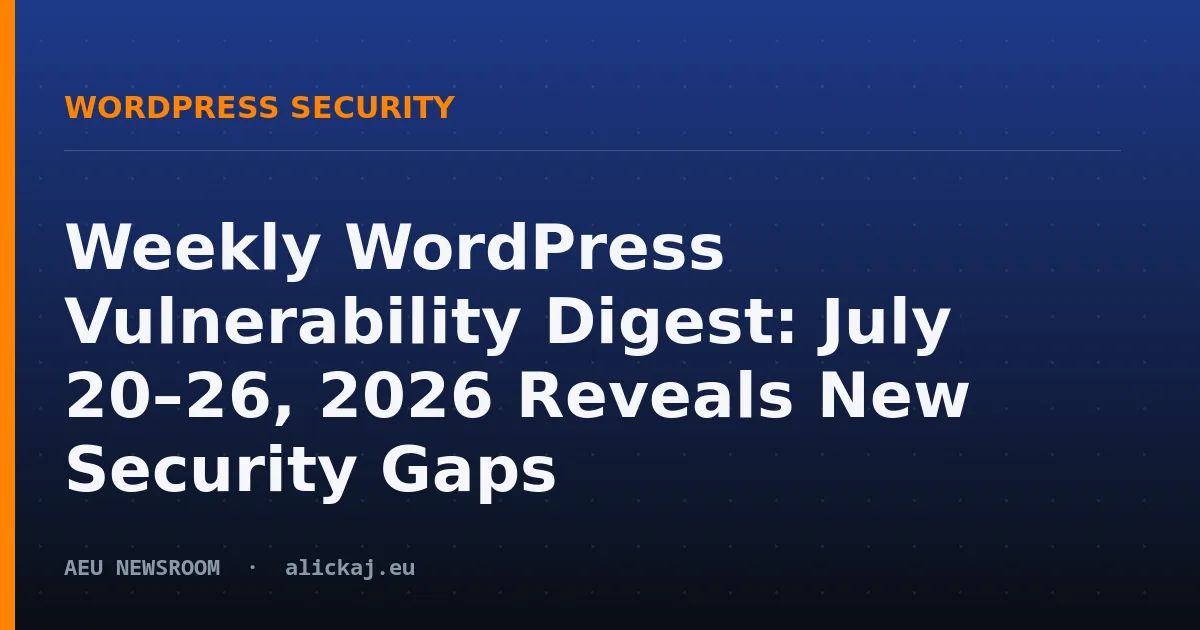 Weekly WordPress Vulnerability Digest: July 20–26, 2026 Reveals New Security Gaps