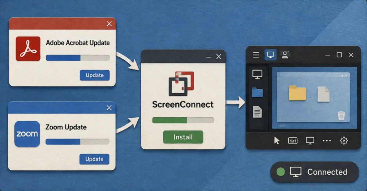 Fake Adobe and Zoom Updates Deploy ScreenConnect for Covert Persistent Access