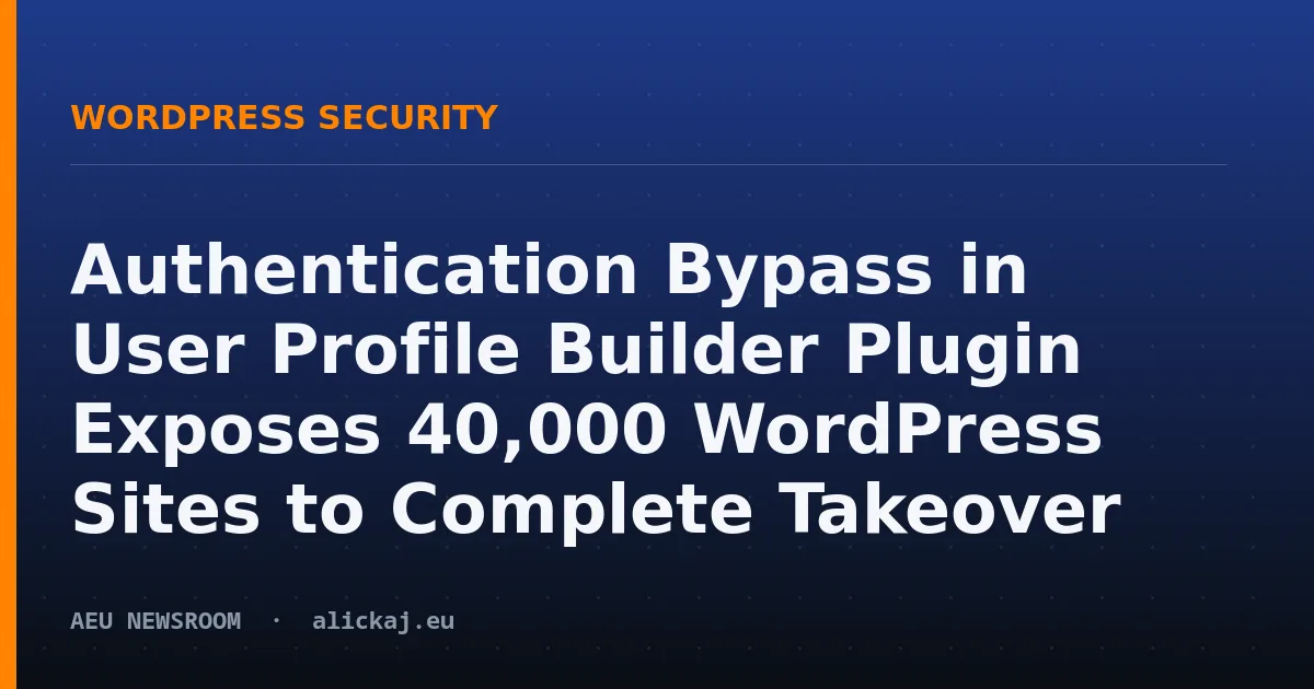 Authentication Bypass in User Profile Builder Plugin Exposes 40,000 WordPress Sites to Complete Takeover