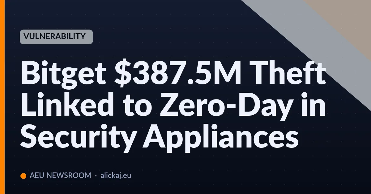 Bitget $387.5M Theft Linked to Zero-Day in Security Appliances