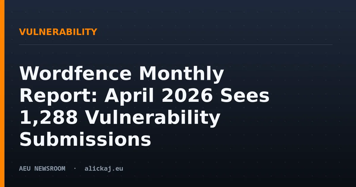 Wordfence Monthly Report: April 2026 Sees 1,288 Vulnerability Submissions