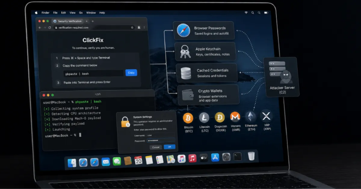 MacOS Users Targeted by ClickFix Attacks Delivering Crypto-Stealing Malware