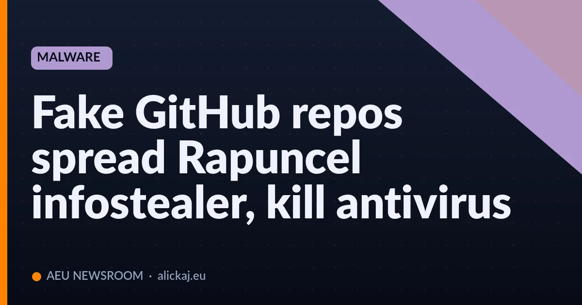 Fake GitHub repos spread Rapuncel infostealer, kill antivirus
